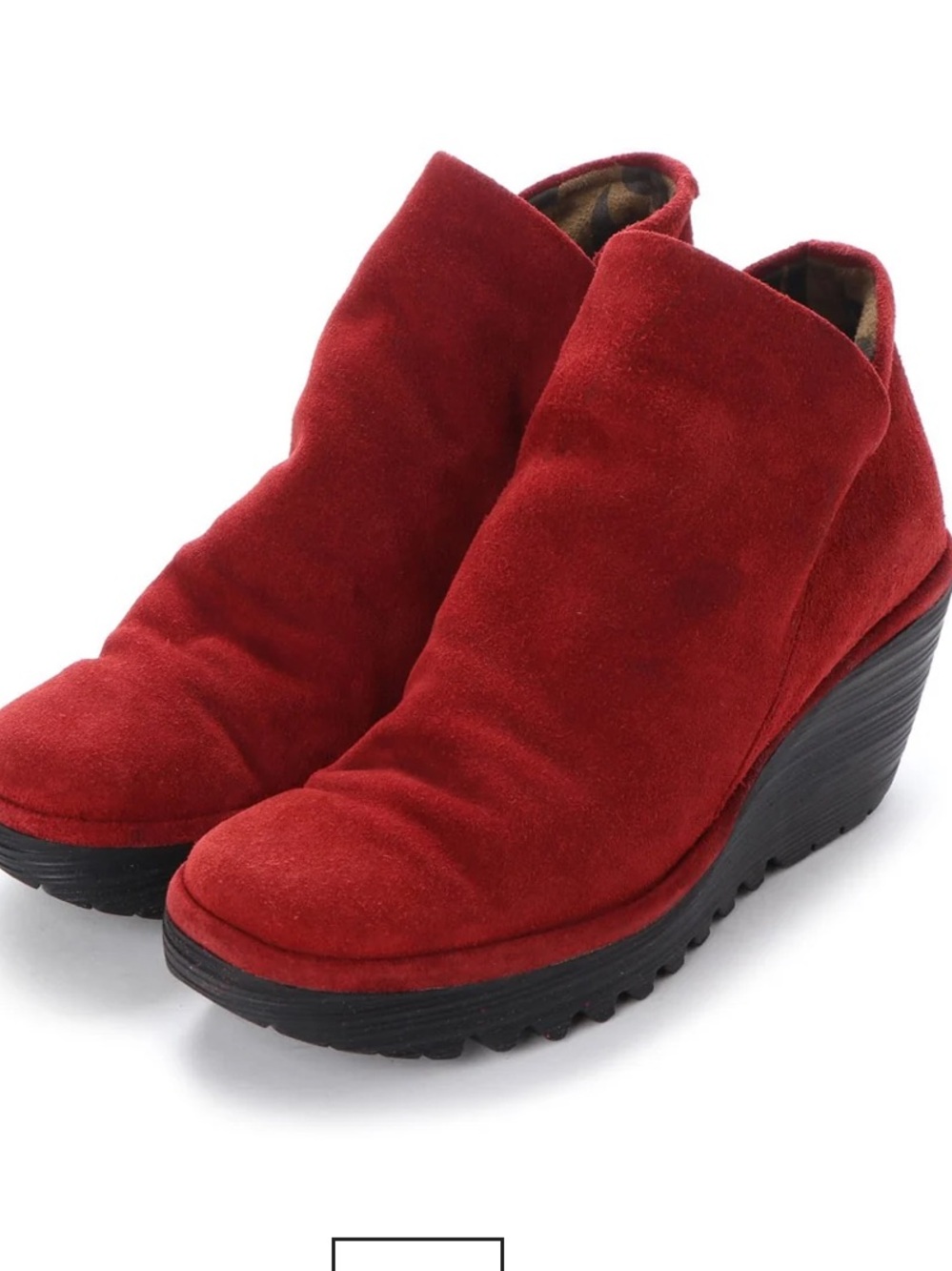 Nwot red suede Shoes FLYLONDON Short Boots ankle wedge summer fall $300 casual